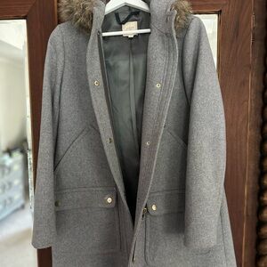 J. Crew Gray Women’s Vail Parka w/detachable Fur Trim - Size 4